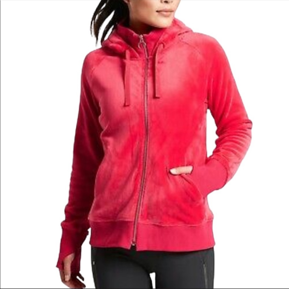 Athleta velour hooded zip jacket size S